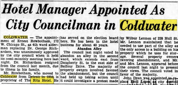 Ritz Hotel (The Ritz) - Nov 1954 Manager Gets City Council Spot (newer photo)